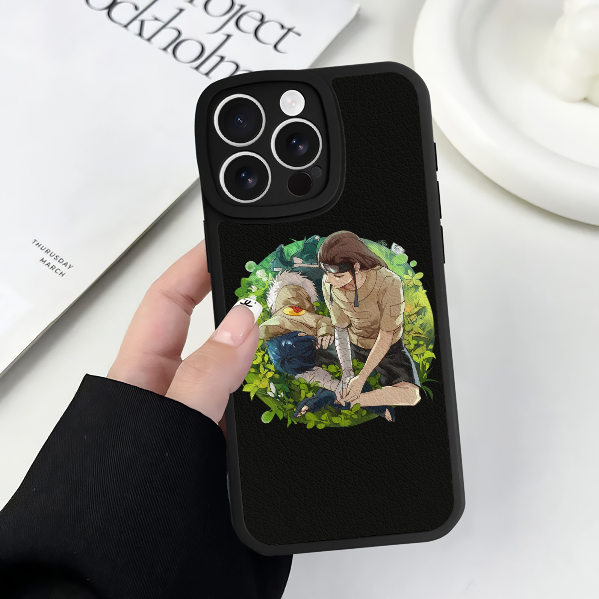 （画像用） NARUTO -ナルト- 日向ネジ Hyūga Neji 【iPhone 16シリーズ対応】シリコンスマホケース（レザー調） 材質：シリコン